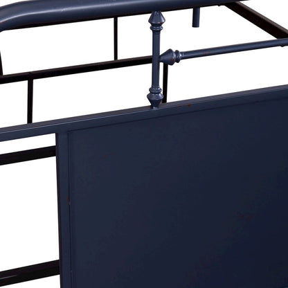 Vintage Series Queen Metal Bed- Navy in Distressed Metal
