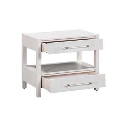 White Burl Wood Nightstand with 22-Inch Height and Modern Design