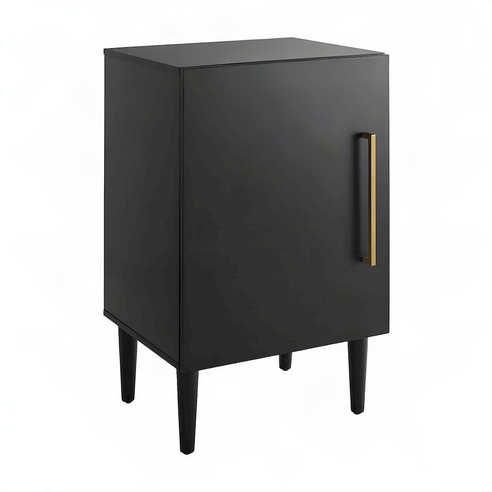 Mid-Century Record Player Stand with Wire Dividers, Matte Black
