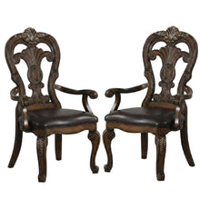 Dark Brown Upholstered Dining Arm Chair Set with Premium Fabric