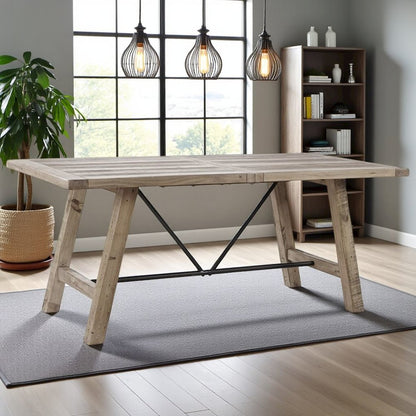 Solid Wood Rectangle Dining Table – Classic Dining Room Table for 6