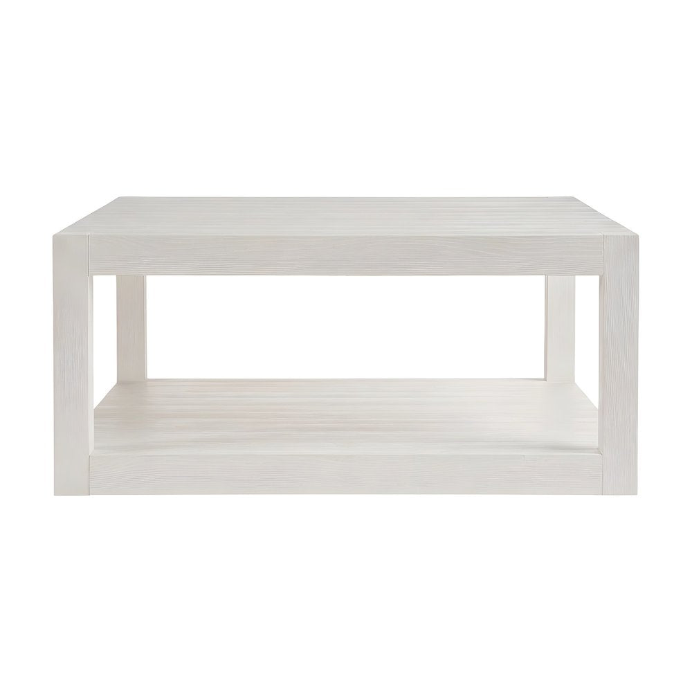 Square Cocktail Table with Open Shelf and Casters for Living Room