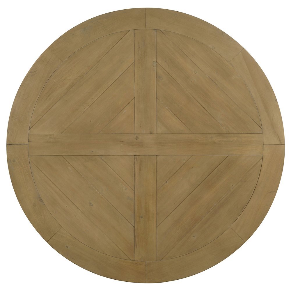 Rustic Smoke Round Pedestal Dining Table with Gold Finish for Dining Room