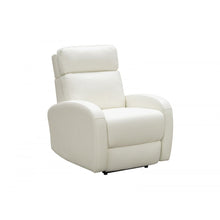 White Leather Power Recliner with Adjustable Forward Head Rest and Plywood Frame