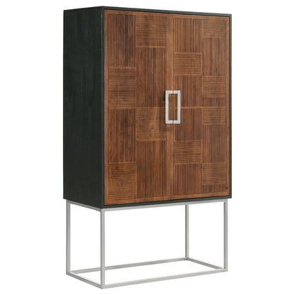 Wine Cabinet with Storage, Bar Cabinet, Mini Bar, Walnut & Black Design