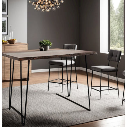 52-Inch Red Solid Acacia Counter Height Dining Table with Metal Base