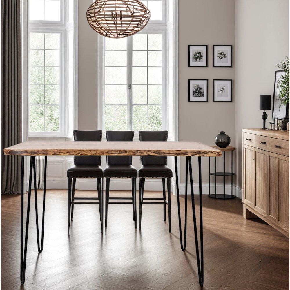 Brown Acacia and Metal Counter Height Dining Table for Kitchen or Dining Room