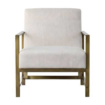 Fabric-Upholstered Accent Lounge Chair with Brushed Gold Legs, Shortbread