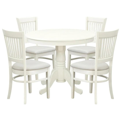 White Solid Wood 5 Pc Breakfast Nook Table Set, Chairs for Kitchen