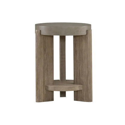Affinity Chairside Table for Living Room - Dusty Taupe Faux Concrete Tops