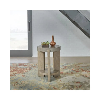 Affinity Chairside Table for Living Room - Dusty Taupe Faux Concrete Tops