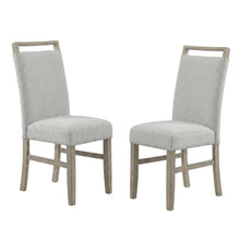 Set of 2 Light Oak Dining Chairs with Gray Fabric Upholstery, Transitional Style