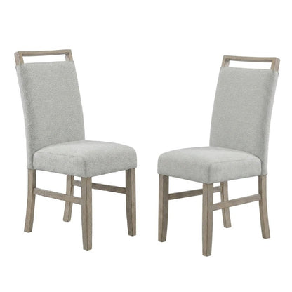 Set of 2 Light Oak Dining Chairs with Gray Fabric Upholstery, Transitional Style