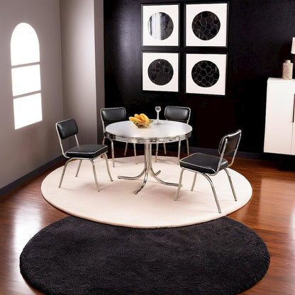 Sleek Round Dining Set Featuring 5 Pieces in Glossy White and Black Finish