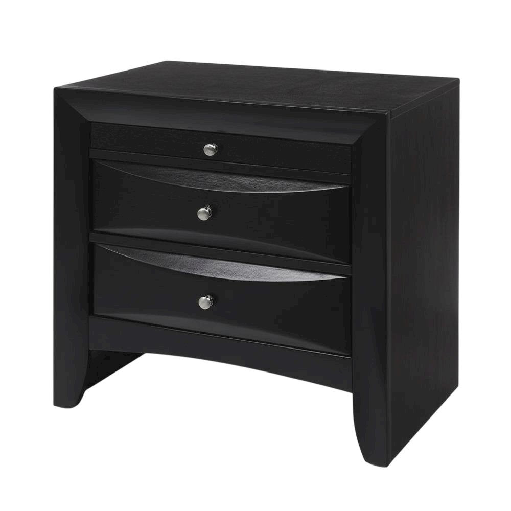 Black Bedroom Nightstand with Modern Transitional Design