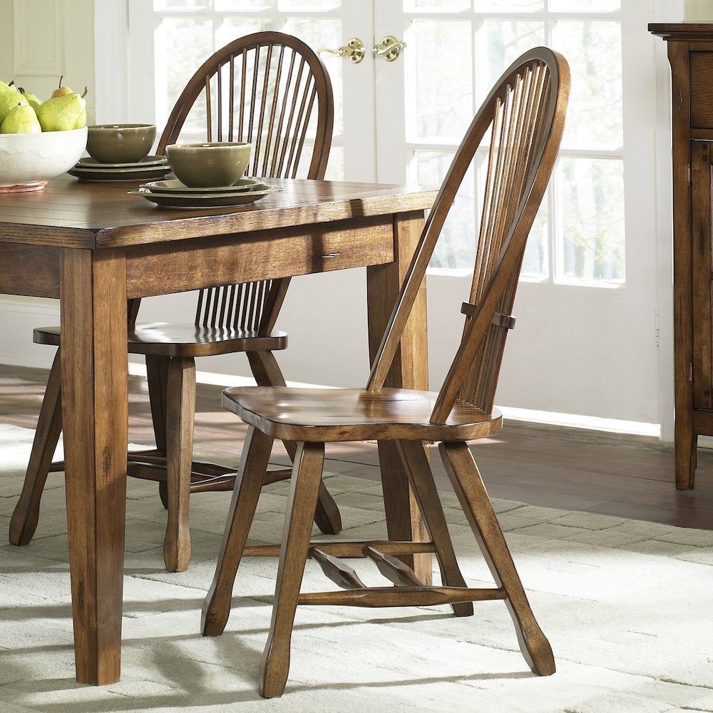 Treasures Sheaf Back Side Chair - Oak-Set of 2 in Rustic Oak