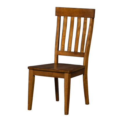 Elegant Brown Solid Wood Dining Chairs Set of 2 with Slatback Design