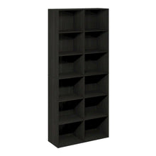 Wooden 12-Cube Open Bookcase with Ample Storage and Amber Pine Finish