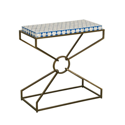 Alexandria 24" Side Table with Bone Inlay and Brass