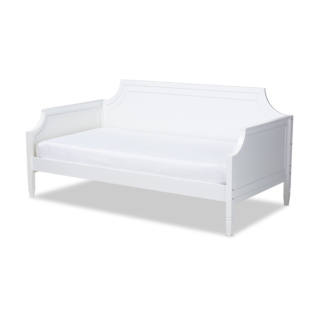 White Traditional Twin Daybed with Pinewood Frame and Classic Finish