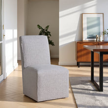 Gray Upholstered Dining Chairs Set of 2 with Solid Wood and Casters