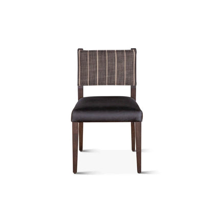 Lila Dining Chair in Black Leather and Linen