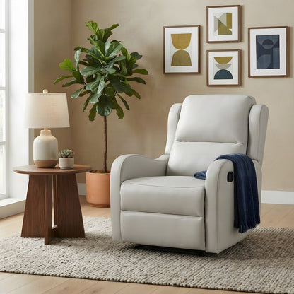 Faux Leather Manual Recliner Chair for Living Room or Small Spaces, Taupe