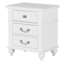 Elegant White Nightstand with Three Drawers for Bedroom Storage