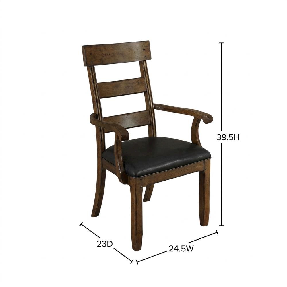 Distressed Mango Armchair with Upholstered Seat and Updated Lodge Style