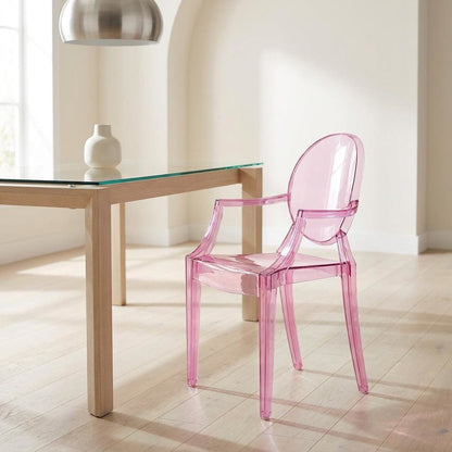 Acrylic Stackable Dining Armchair, Contoured Back, Pink