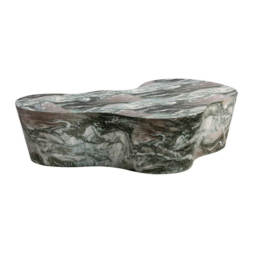 Modern Gray Stone Coffee Table with Marble Veneer Concrete Finish