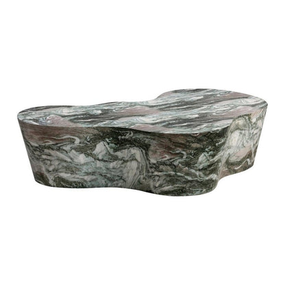 Modern Gray Stone Coffee Table with Marble Veneer Concrete Finish