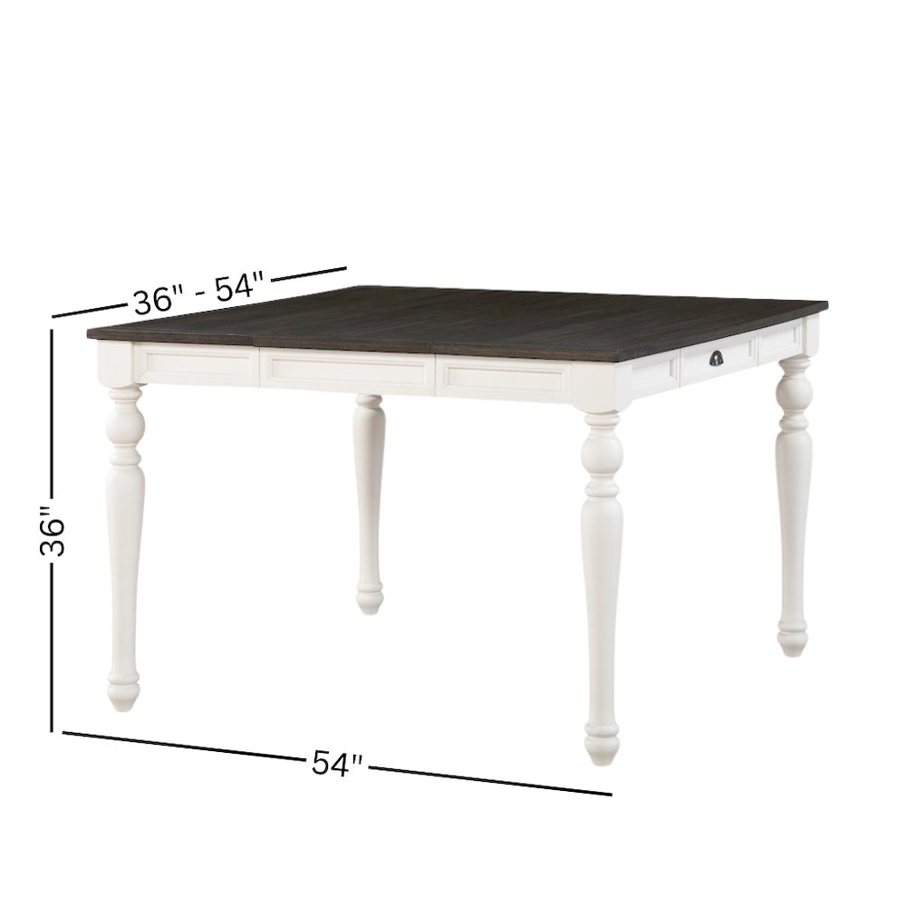 Ivory and Dark Oak Counter Height Dining Table with Chairs – Farmhouse Set for 8