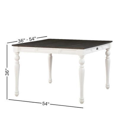 Ivory and Dark Oak Counter Height Dining Table with Chairs – Farmhouse Set for 8