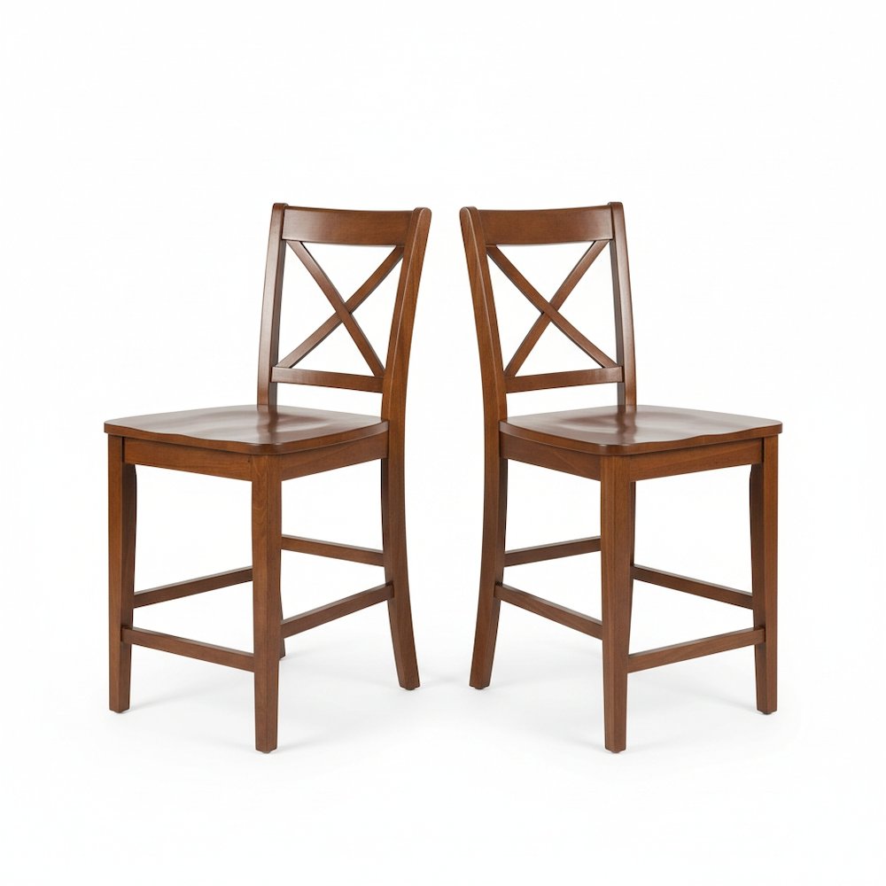 Simplicity Solid Wood Classic X-Back Counter Stool (Set of 2)