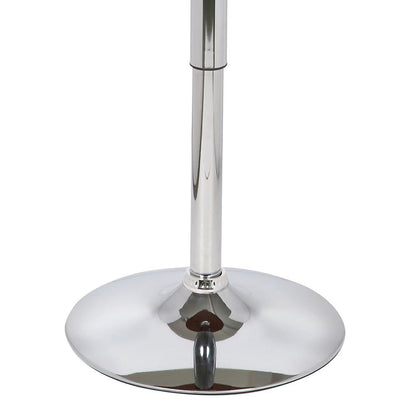 Adjustable Round Bar Table with Chrome Base and Walnut Wood Top, Silver Finish