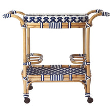 Blue Bar Cart - Small Home Bar & Serving Cart with Stylish Design