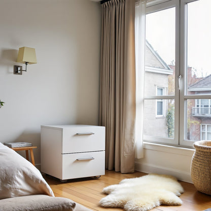 Modern White 2 Drawer Nightstand - Stylish Bedroom Nightstand with Drawers
