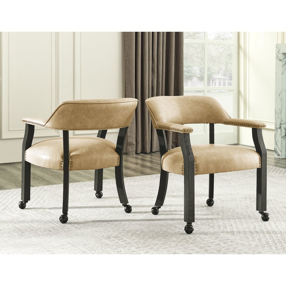 Rylie Captains Chair, Black Finish with Sand Vegan Leather