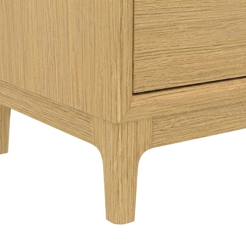 Light Oak Modern Nightstand with Drawer and Mindi Solid Wood Construction