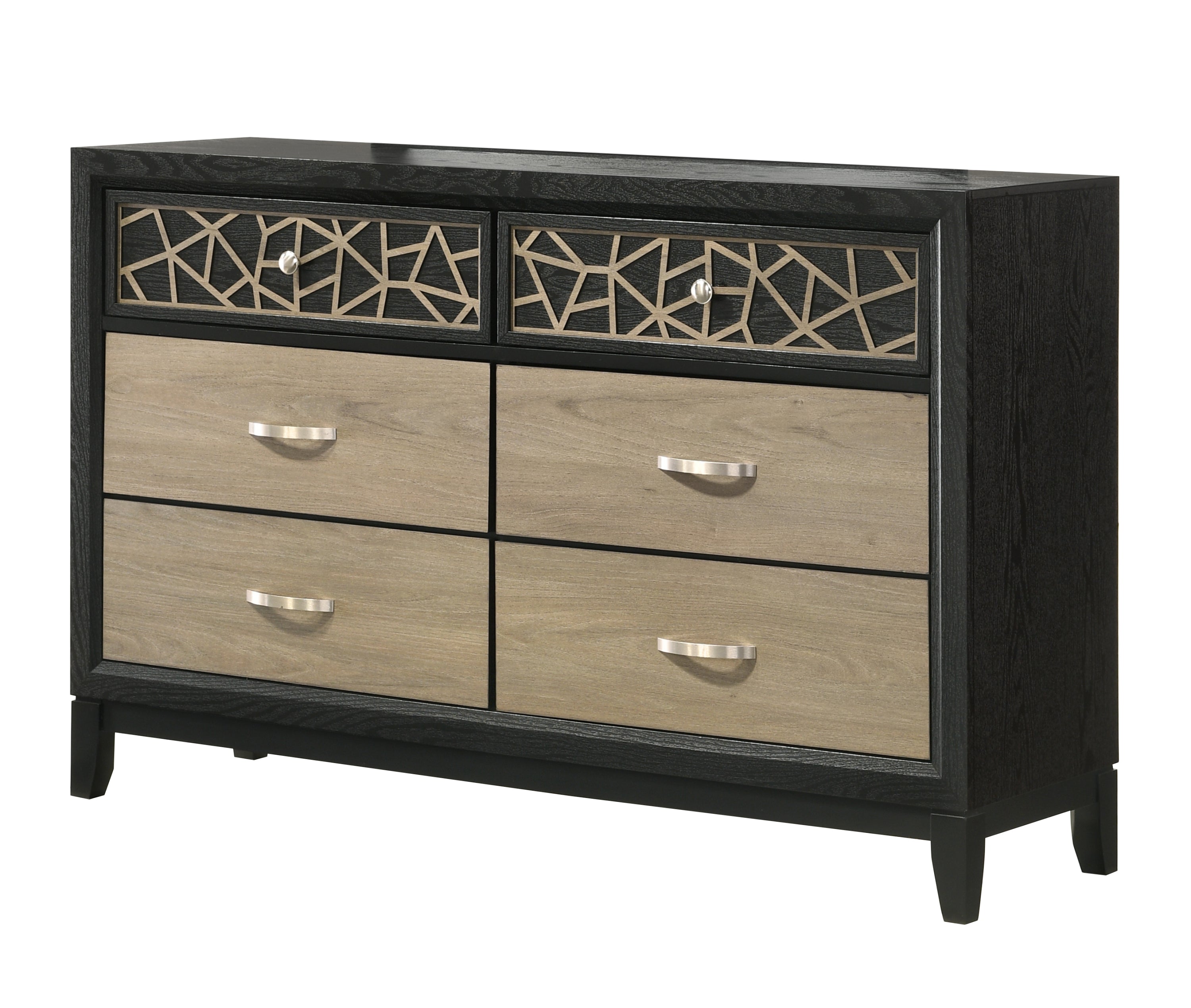 Selena Modern & Contemporary King 4PC Bedroom set Made with Wood in Black and Natural