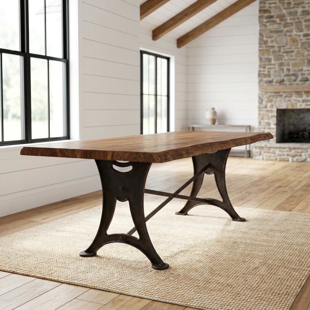 Blayne 94" Dining Table in Live Edge Acacia with Walnut Finish