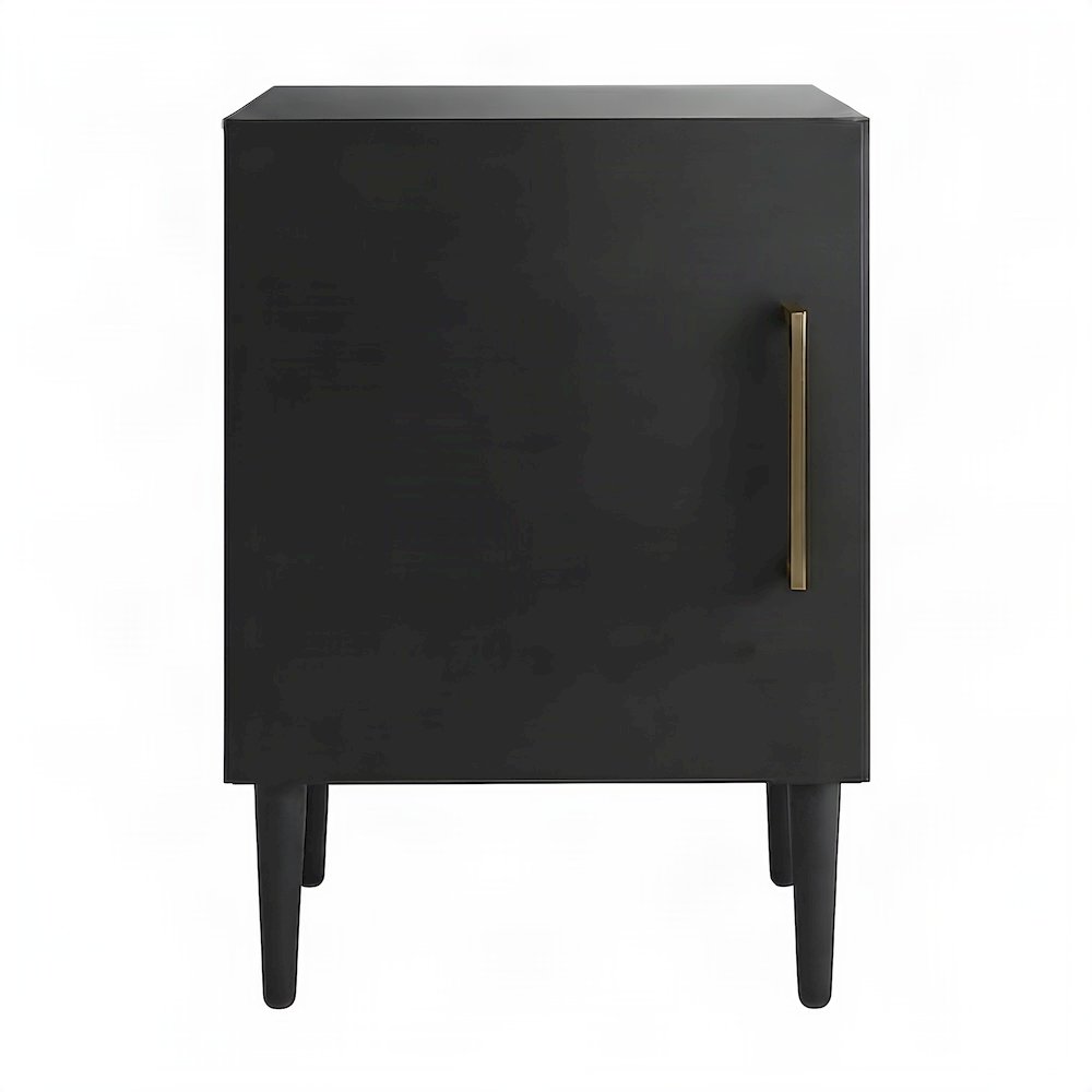 Mid-Century Record Player Stand with Wire Dividers, Matte Black