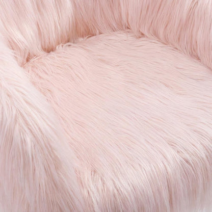 Faux Fur Upholstered Mid-Back Office Chair with Chrome Base and Casters, Pink