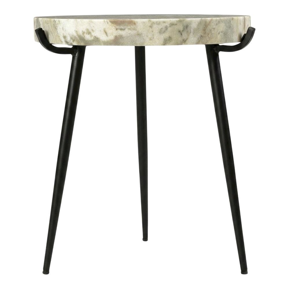 Marble Top Accent Table with Metal Legs, Contemporary Side Table,Brown