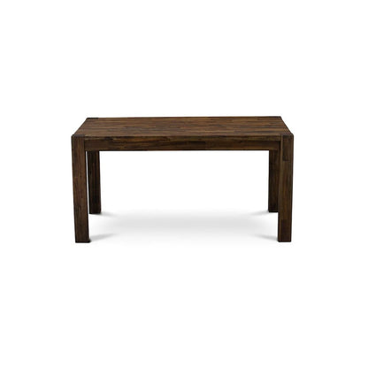 East West Furniture CNAB7-77-47 7Pc Dining Room Table Set Consists of a Rectangle Table and 6 Parson Chairs with Light Sable Color Linen Fabric, Medium Size Table with Full Back Chairs, Distressed Jac