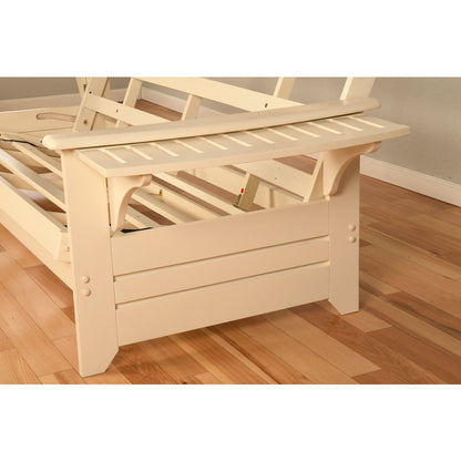 Phoenix Frame-Antique White Finish-Linen Aqua Mattress-Storage Drawers
