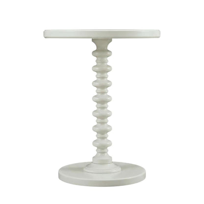 White Round Spindle Coffee Table with Elegant Design and Lightweight Build