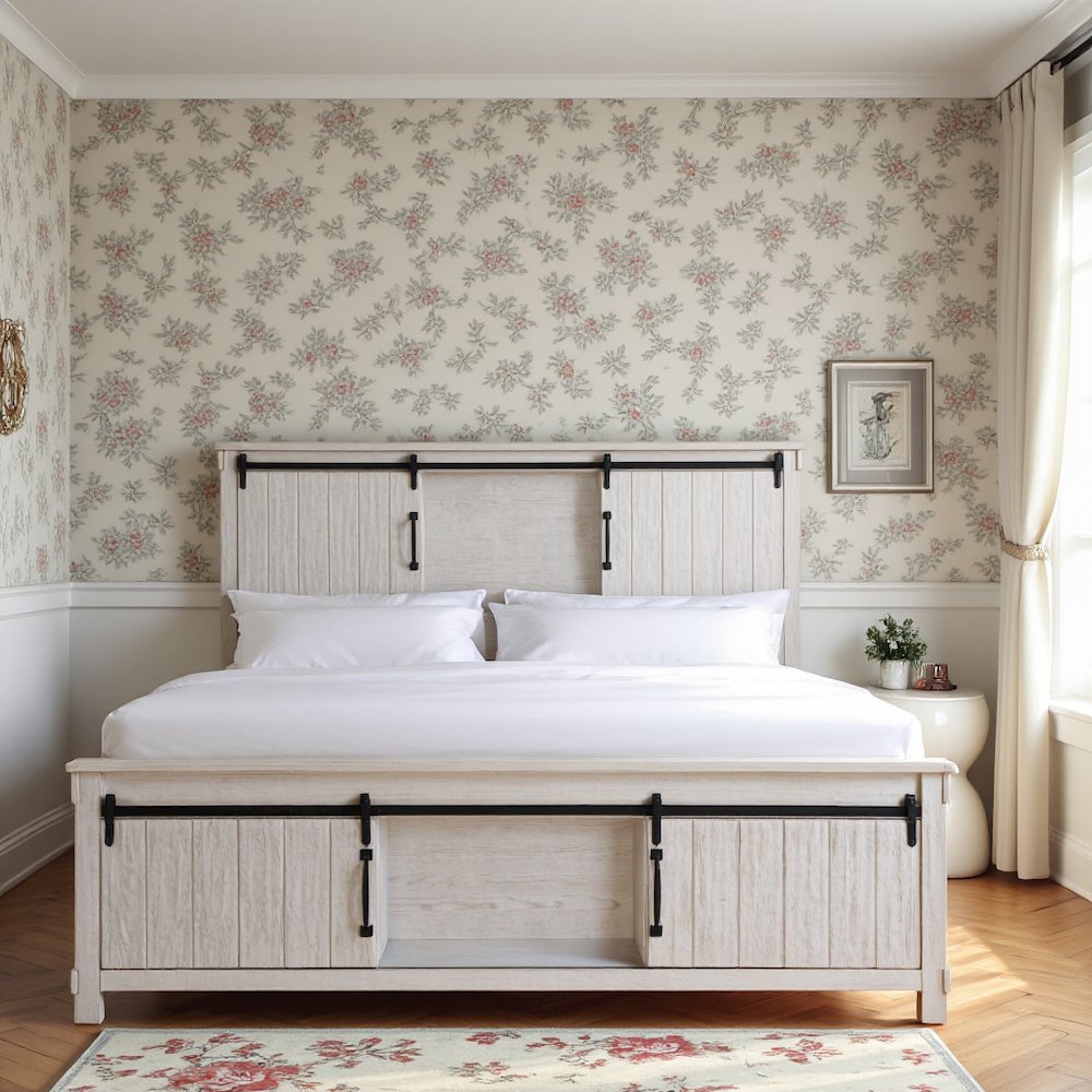 White Queen Bed Frame with Ample Storage - Elegant Design