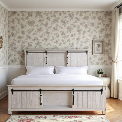 White Queen Bed Frame with Ample Storage - Elegant Design